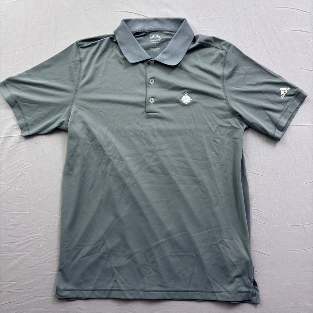 Adidas Golf Puremotion Polo Shirt‎ Mens Large Gray Short Sleeve Performance Logo